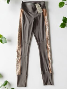 Adidas by Stella McCartney Grey HEAT.RDY Leggings with Python Side Panels New